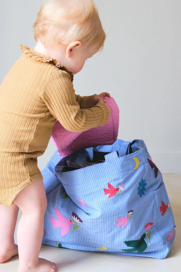 Multicolored embroidered diaper bag