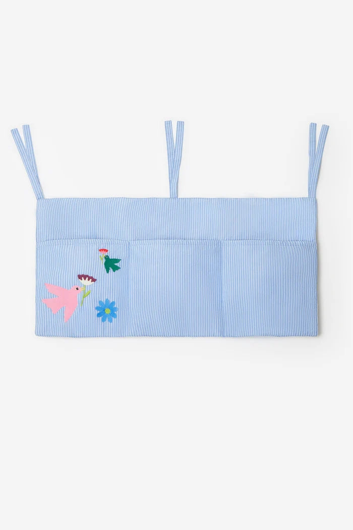 Babybed-organizer met geborduurde vogels