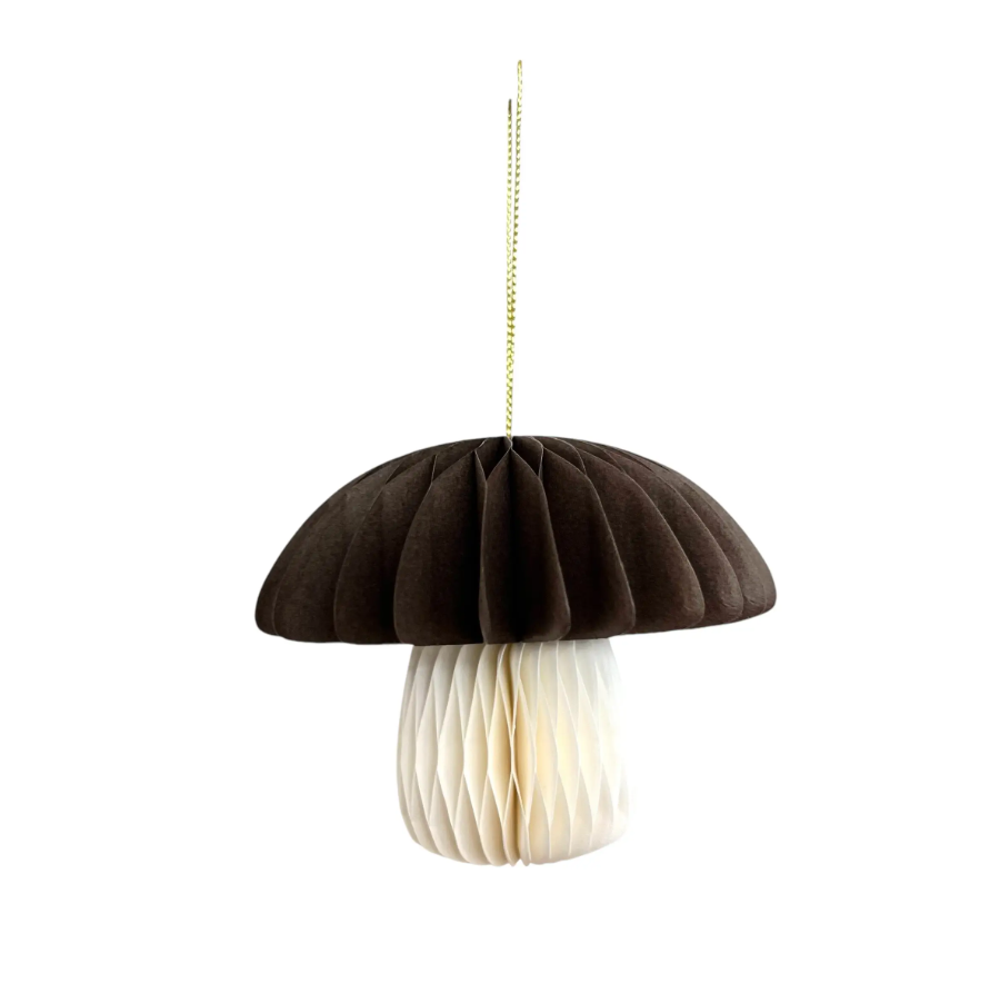 Brown honeycomb mushroom ornament
