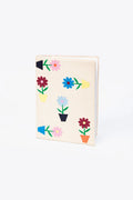 Embroidered Floral Baby Health Book Cover – Beige Denim