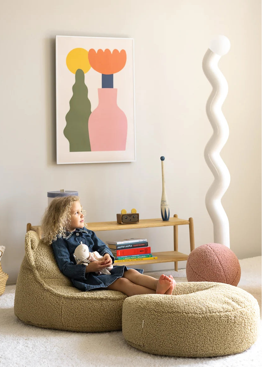 groene boucle ottoman voor kinderen
