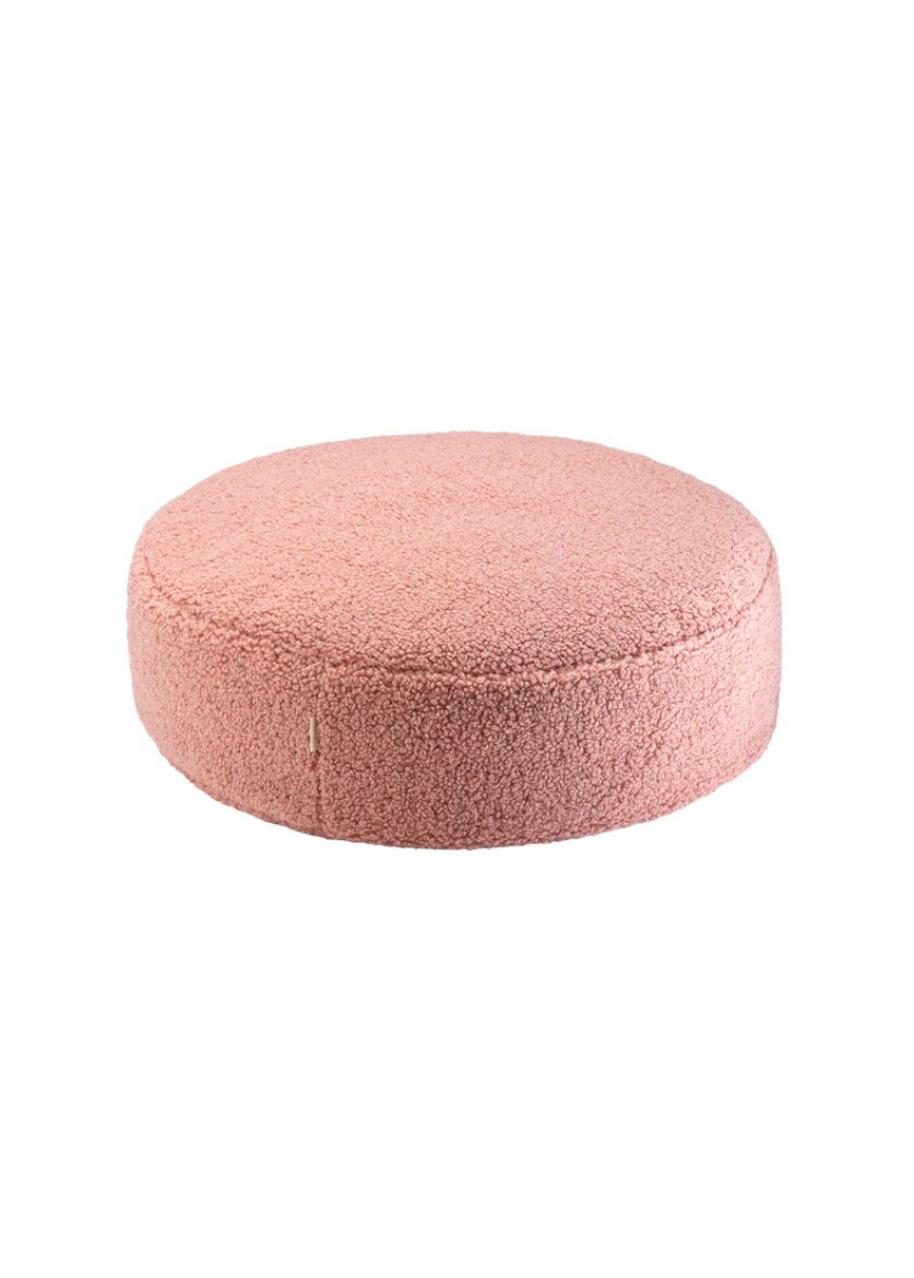 roze boucle poef voor kinderen