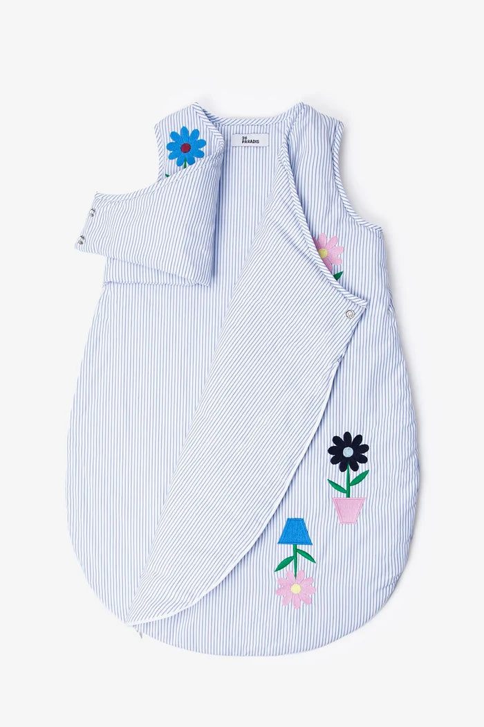 Babyslaapzak met geborduurde bloemen (0–6 maanden)