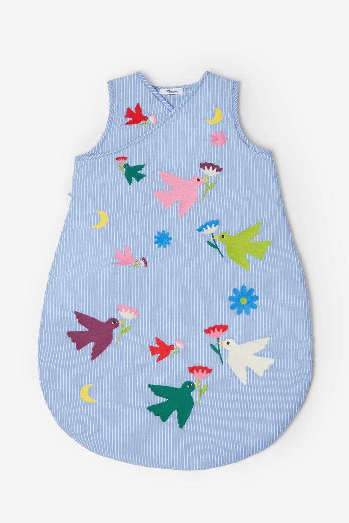 Babyslaapzak met geborduurde vogels (0–6 maanden)