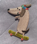 Iron-on skateboard dog patch