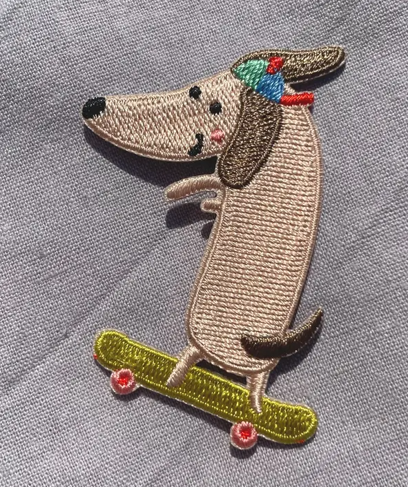 Iron-on skateboard dog patch