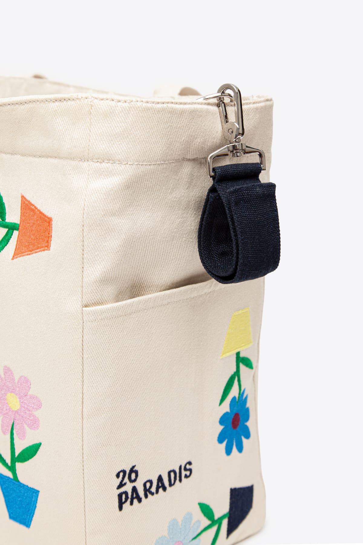 Embroidered Denim Changing Bag – Floral
