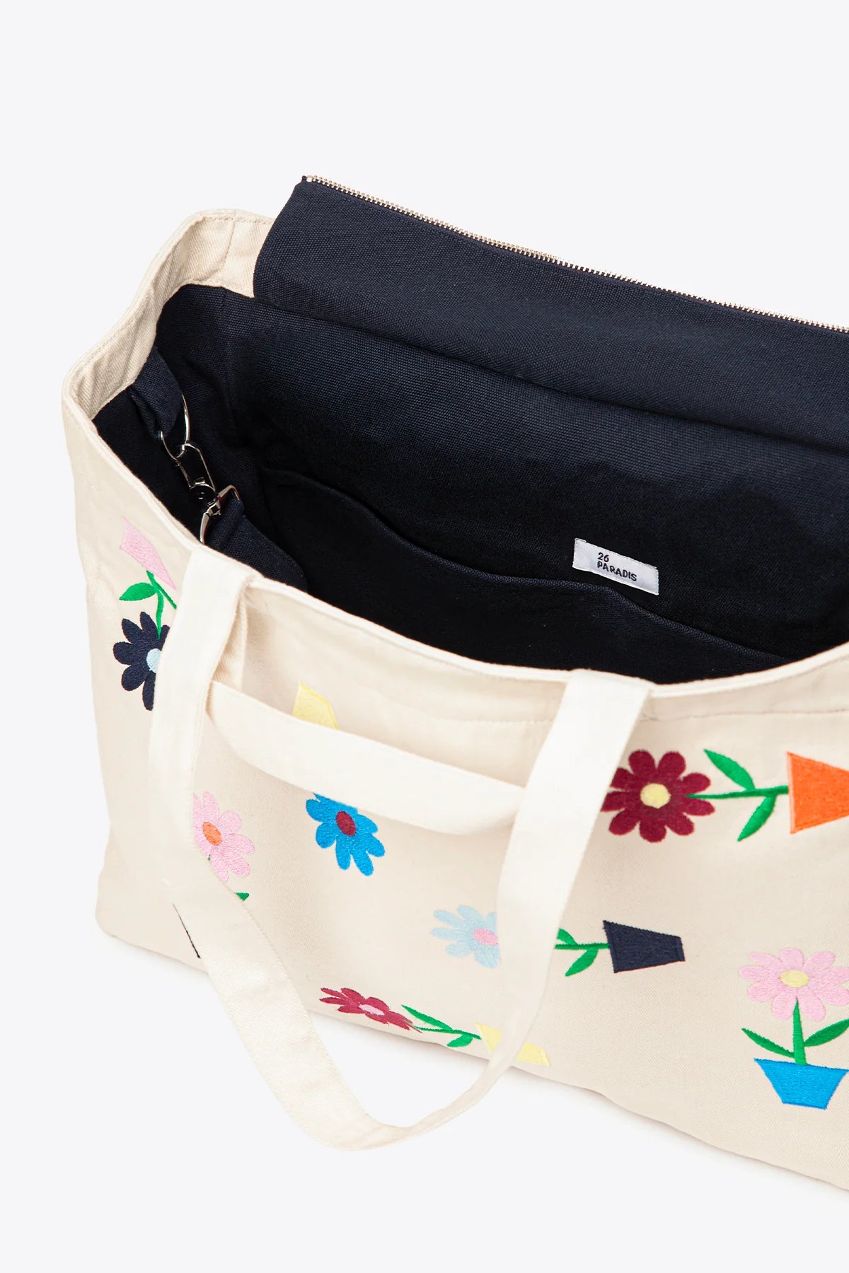 Embroidered Denim Changing Bag – Floral