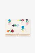 Embroidered Denim Nappy & Wipes Pouch – Floral