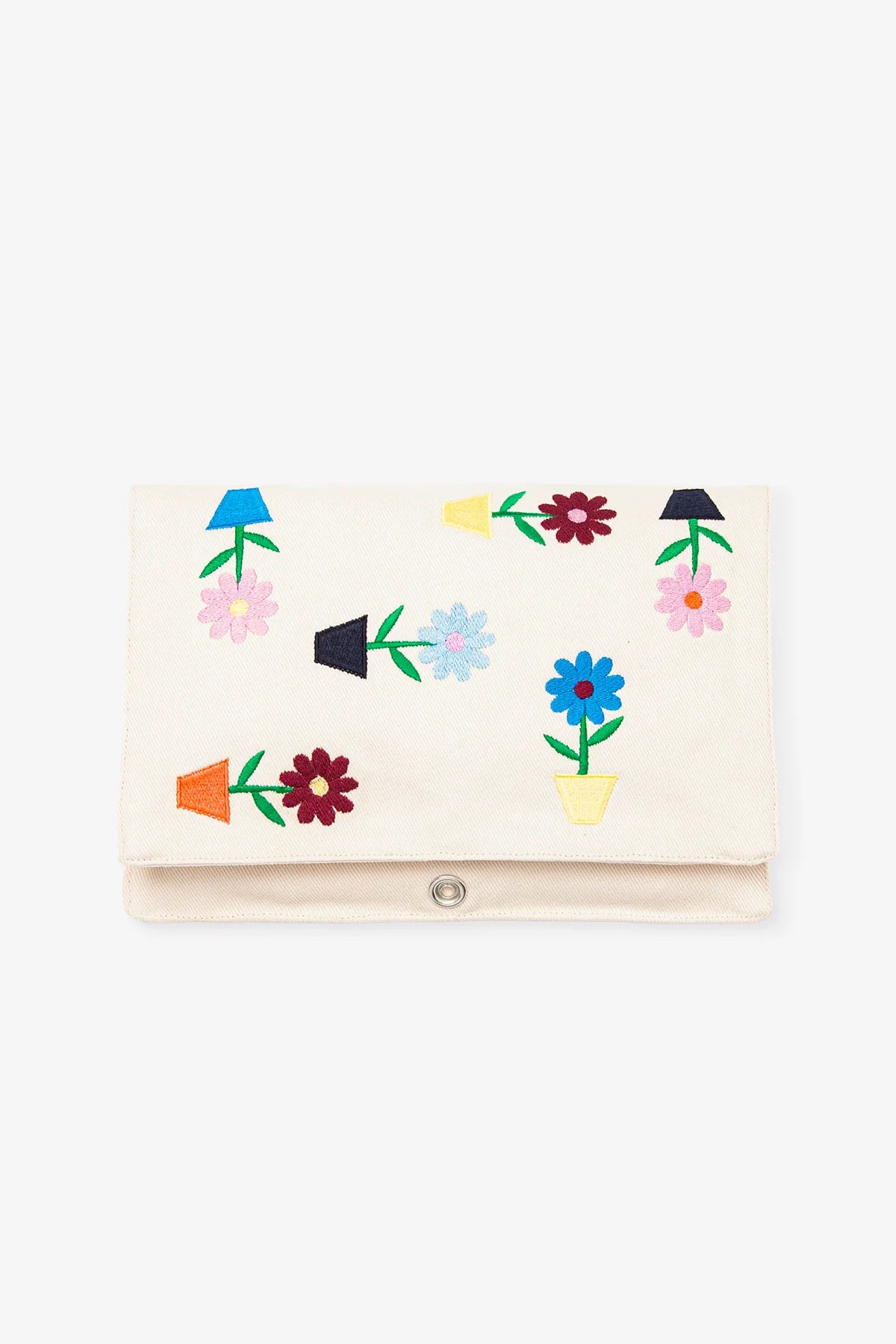 Embroidered Denim Nappy & Wipes Pouch – Floral