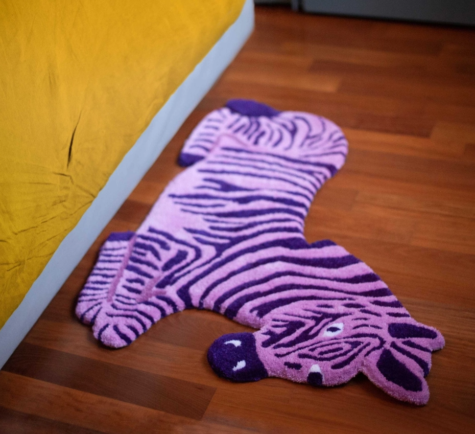 Purple zebra tufting rug 
