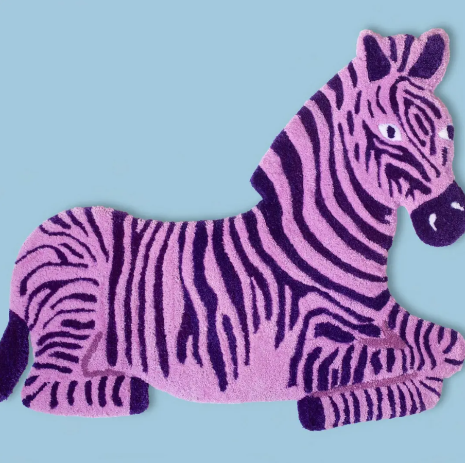 Purple zebra tufting rug and tapestry