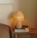 Rattan mushroom table lamp by Sisi