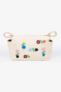 Embroidered Floral Stroller Organizer – Beige Denim
