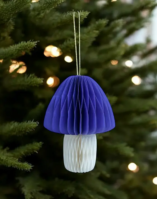 Blue mushroom honeycomb hanger