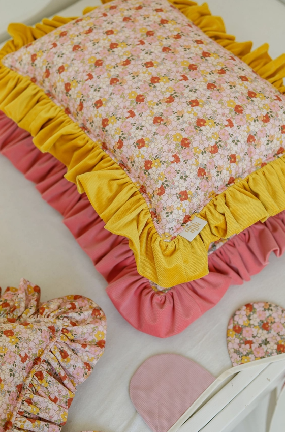 Striped and floral print pillow