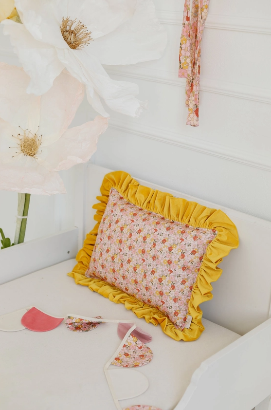 Striped and floral print pillow
