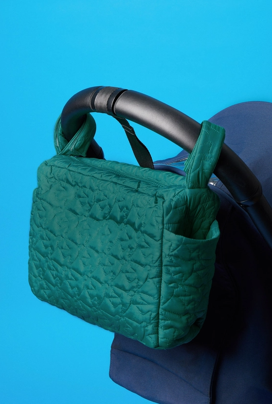 Quilted stroller organizer bag