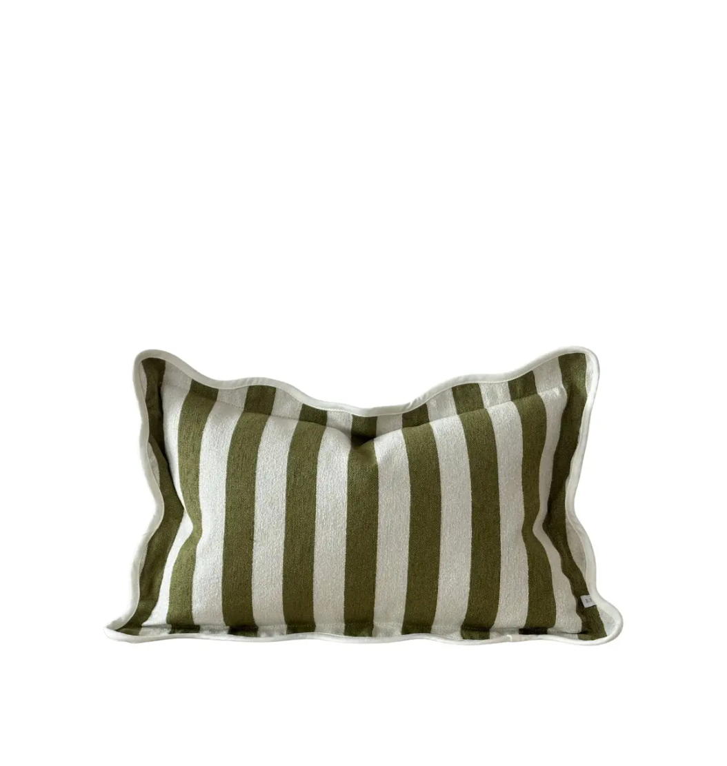 Olive scalloped edge cushion cover