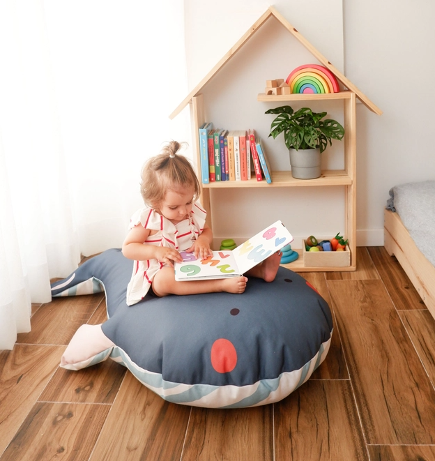 Whale-shaped floor cushion