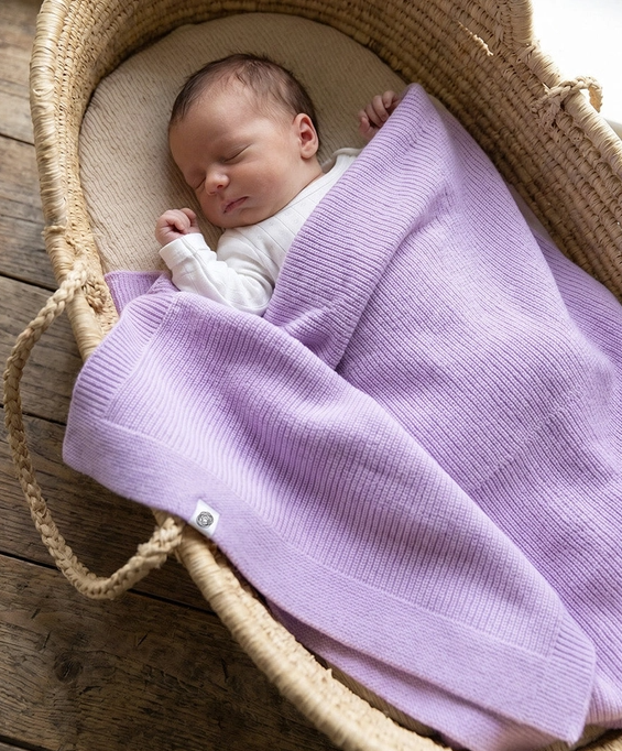Lilac merino wool baby blanket