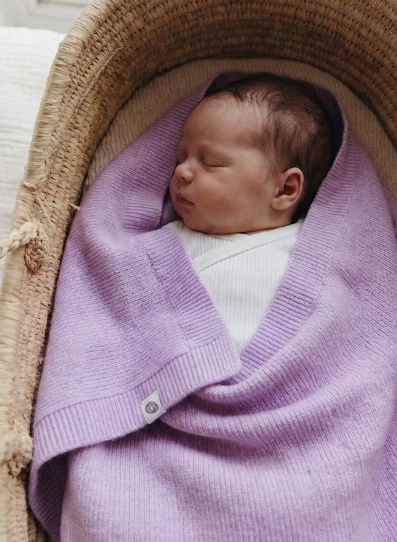 Lilac merino wool baby blanket