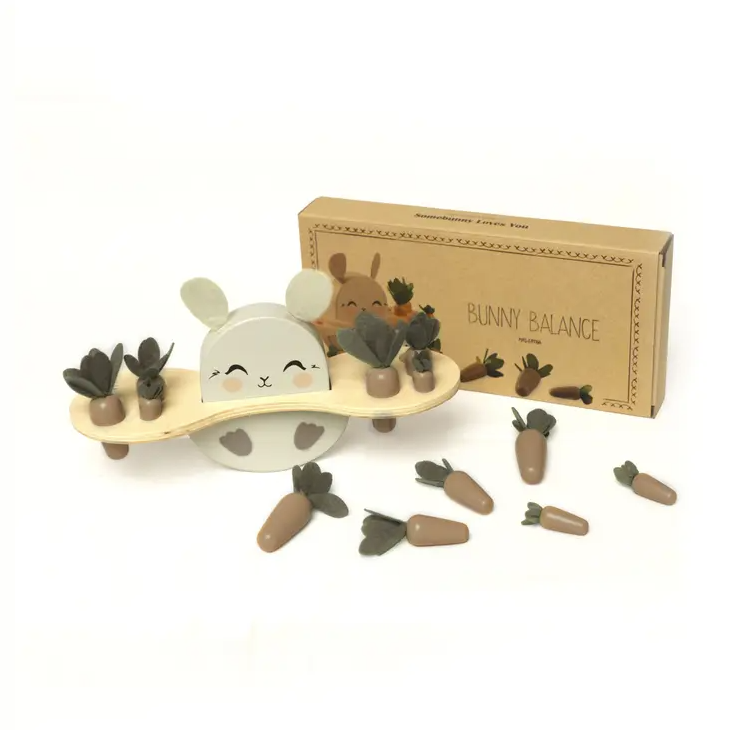 Wooden bunny balancing puzzle