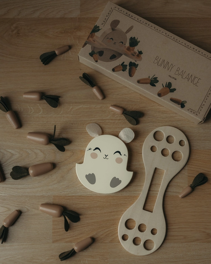 Wooden bunny balancing puzzle