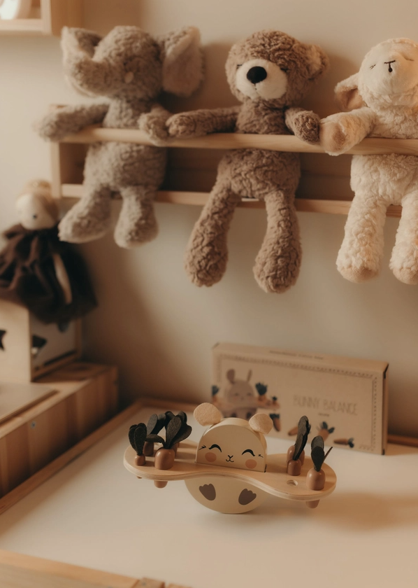 Wooden bunny balancing puzzle