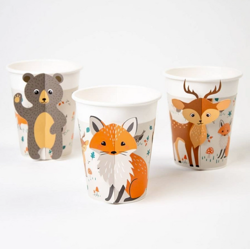 6 bosdieren bekers