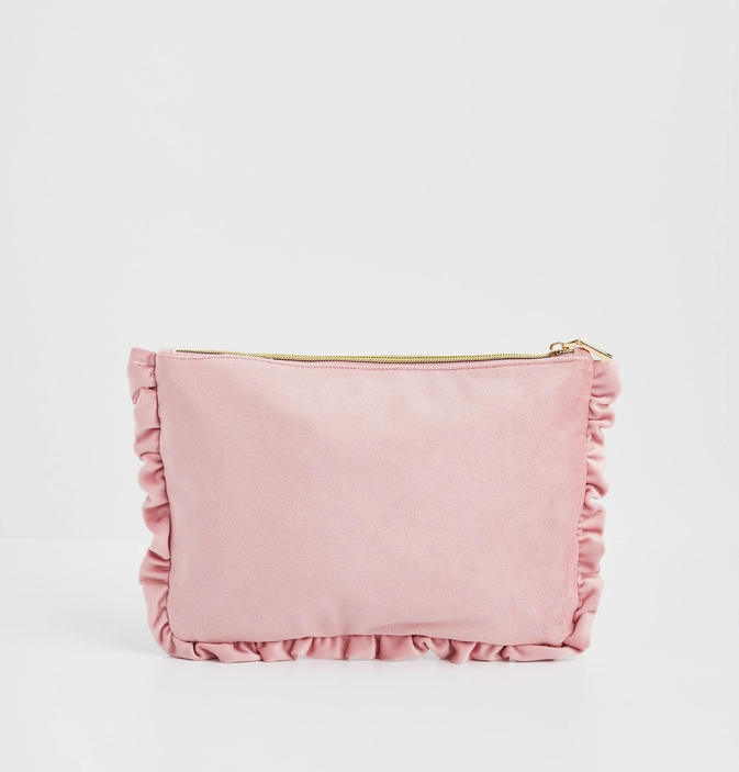 Roze fluwelen geborduurde pochette
