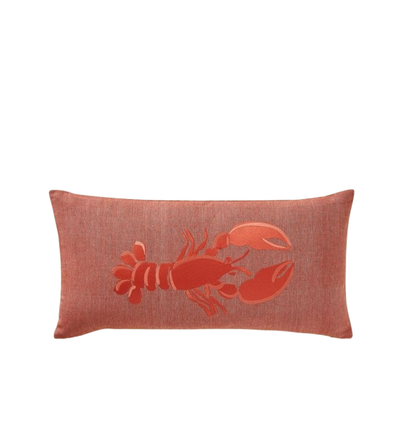 Lobster-embroidered cushion cover