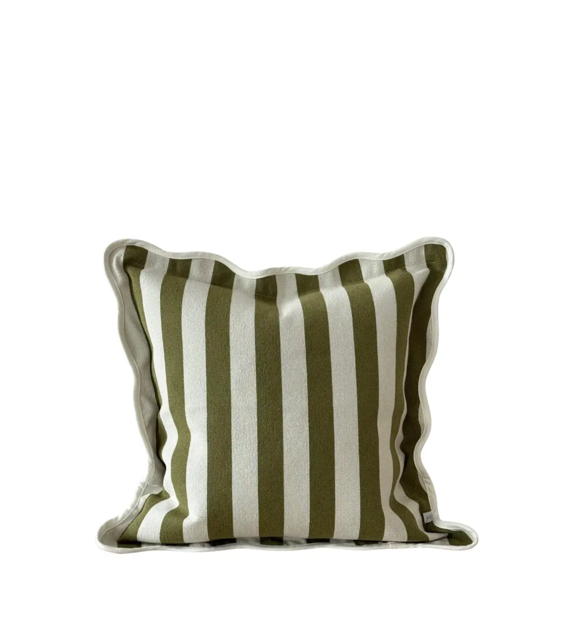 Olive scalloped edge cushion cover