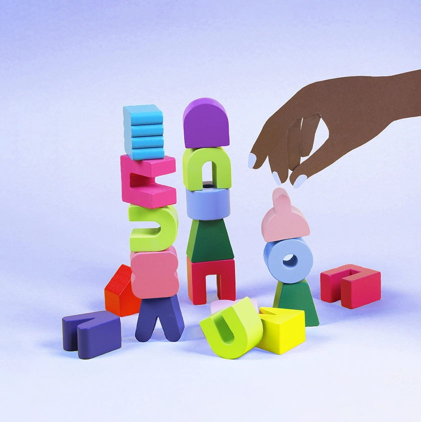 Wooden building blocks game