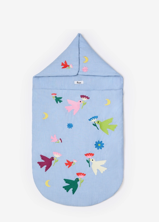 Striped and embroidered angel's baby nest