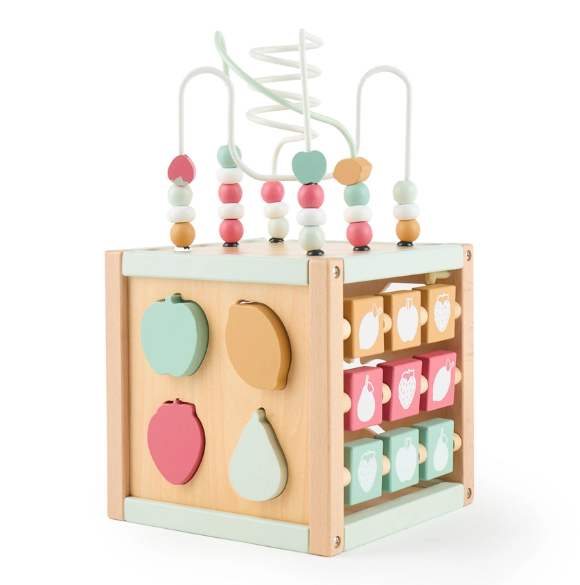 Wooden motor skill cube for babies