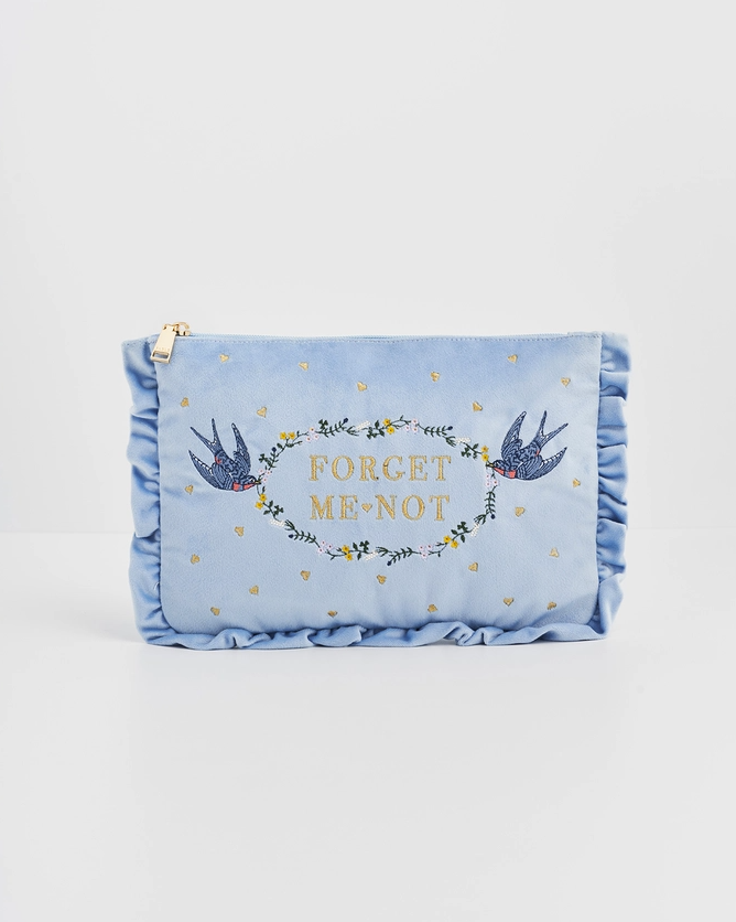 blauw velours pochette