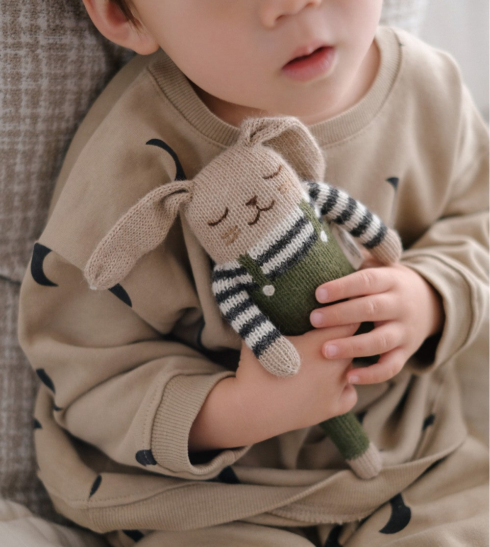 Bunny Knit Toy – Olive Overalls