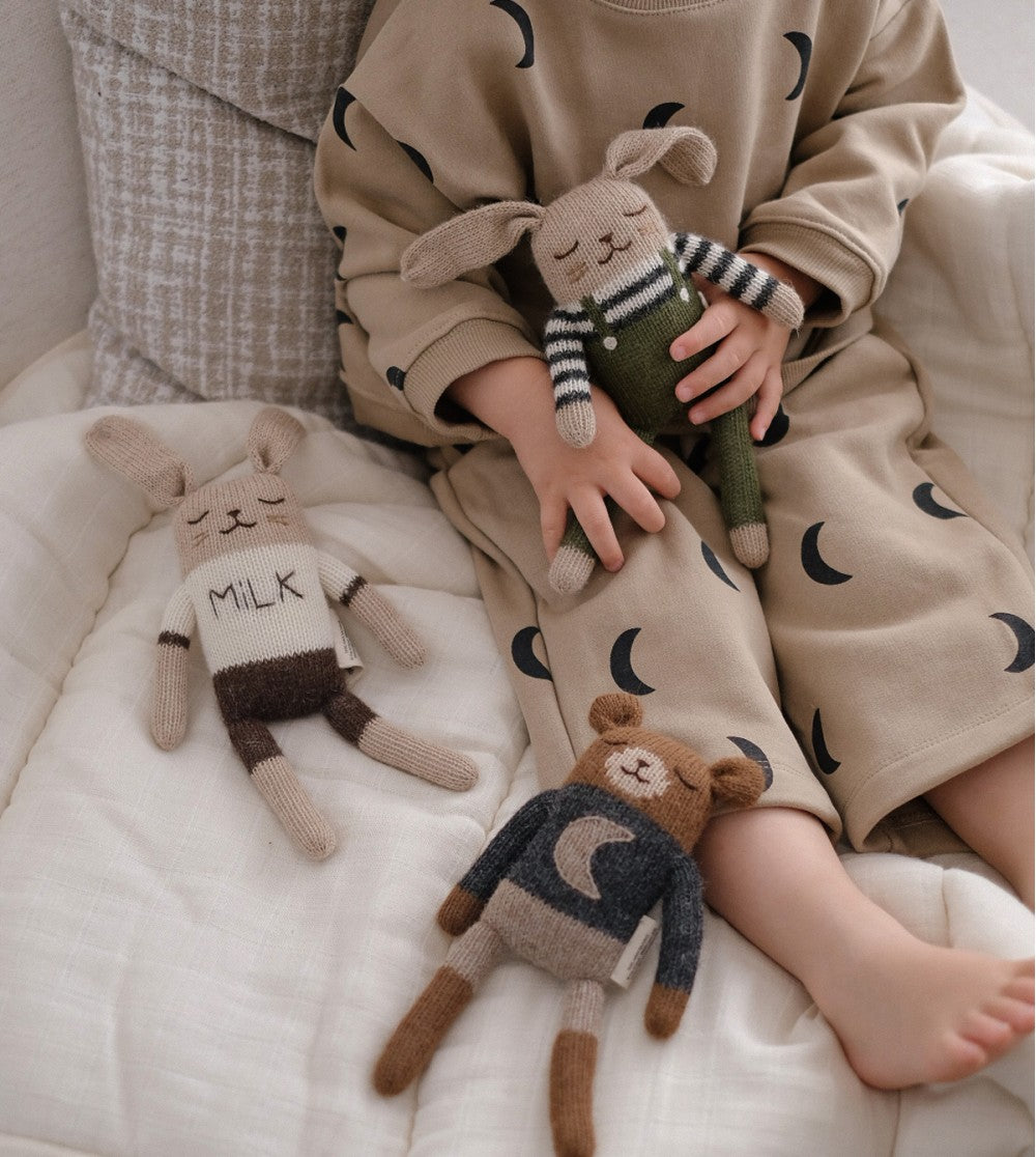 Bunny Knit Toy – Olive Overalls