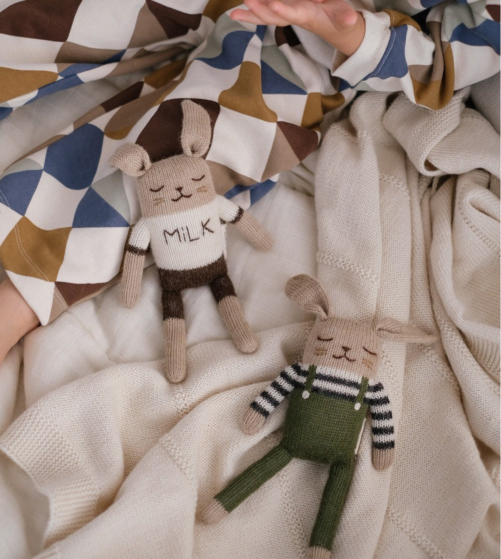 Bunny Knit Toy – Olive Overalls
