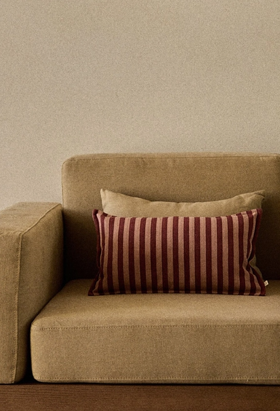 Striped cotton woven cushion