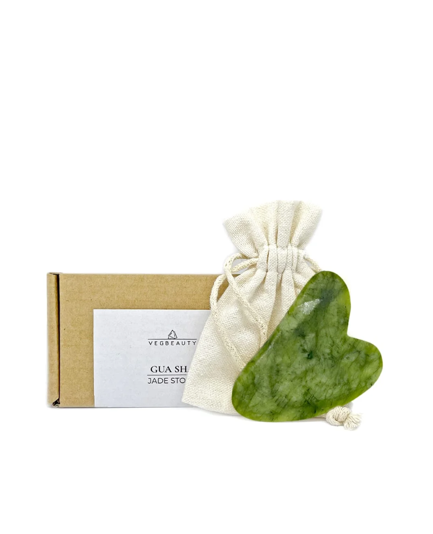 Green jade gua sha stone by Vegbeauty