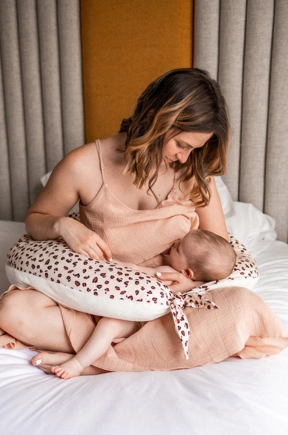 Leopard-print pregnancy and nursing pillow